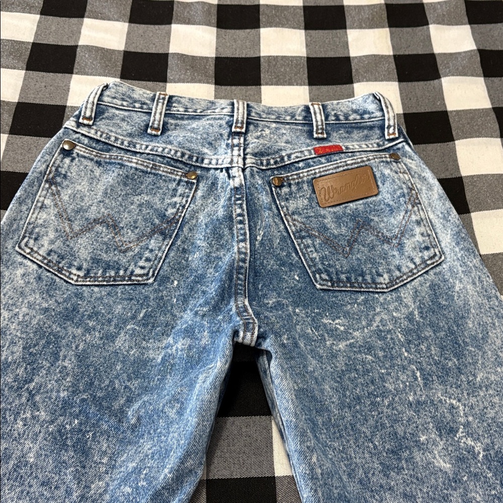 Vtg USA Wrangler Cowboy Cut Acid Wash Jeans Women's 11 x 34 Long Tall Cotton